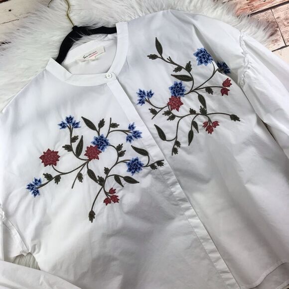 Vince camuto embroidered balloon sleeve blouse - Picture 3 of 8